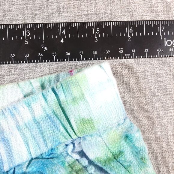 Talbots Pants Women 10P Linen Elastic Waist Cropped Green Blue Purple Boho - Picture 9 of 16